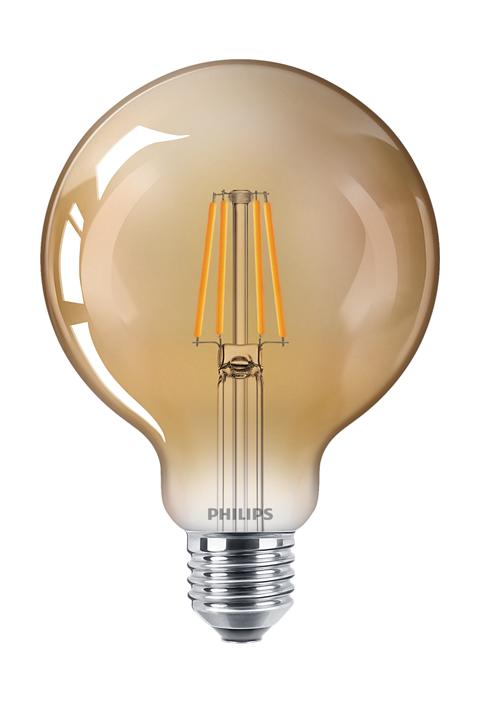 Guľatá žiarovka Vintage FILAMENT LED E27 4W/35W 2500K teplá biela GOLD 400lm